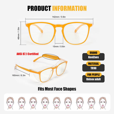 KeeiZoes safety glasses blue light filter reduces glare for long digital tasks