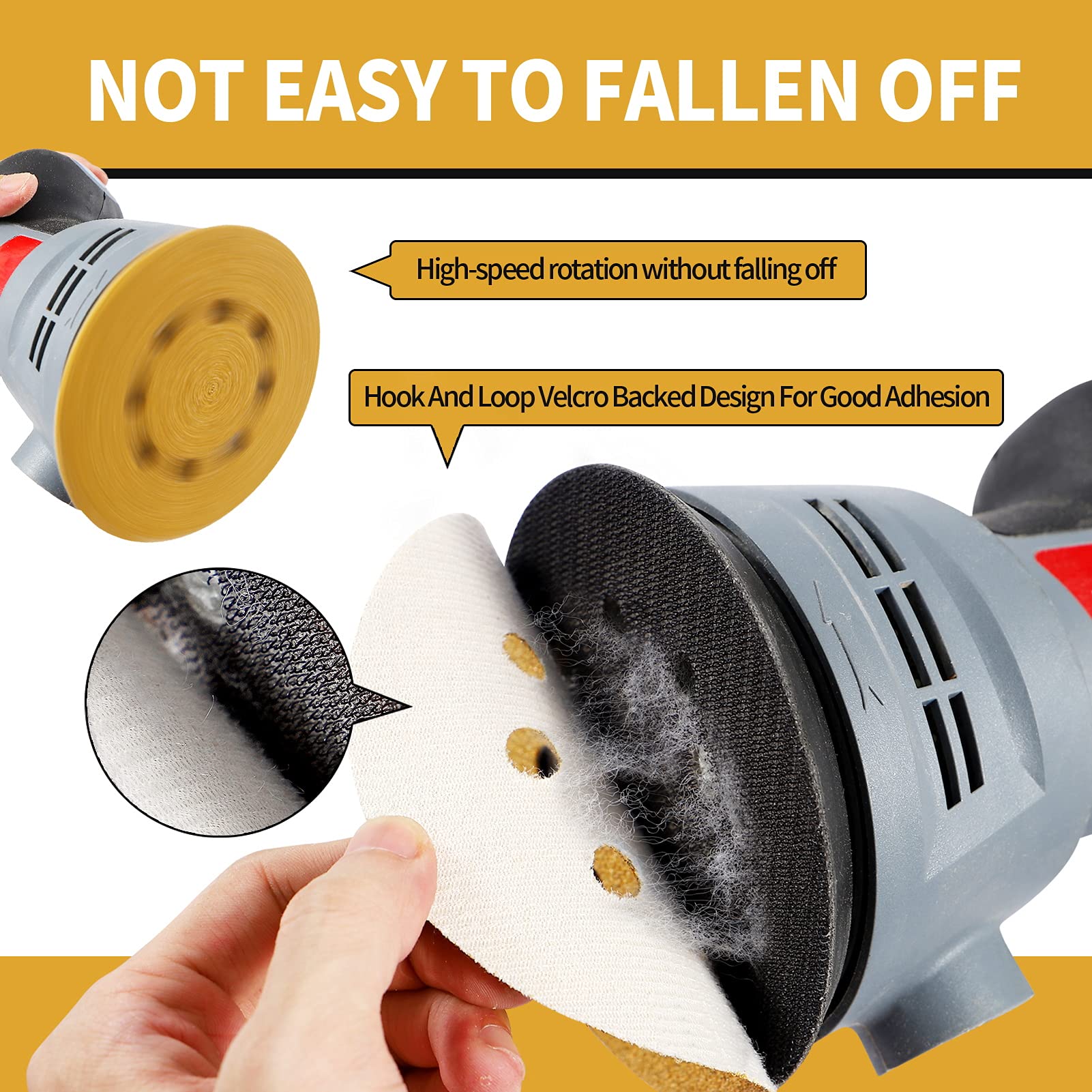 Keeimp hook-and-loop backing stays secure during heavy-duty sanding.