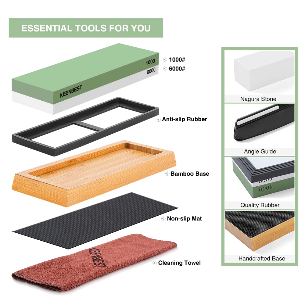 KEENBEST Whetstone 6000 grit side for honing and burr removal.