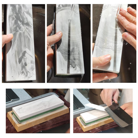 KEENBEST wet stone uses water without oil for sharpening.