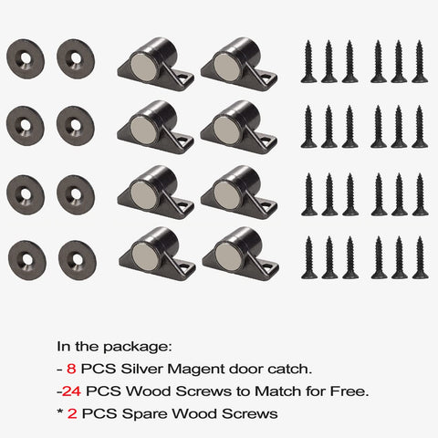 Keenkee cabinet closure hardware kit includes 8 catches, plates and screws for easy install.