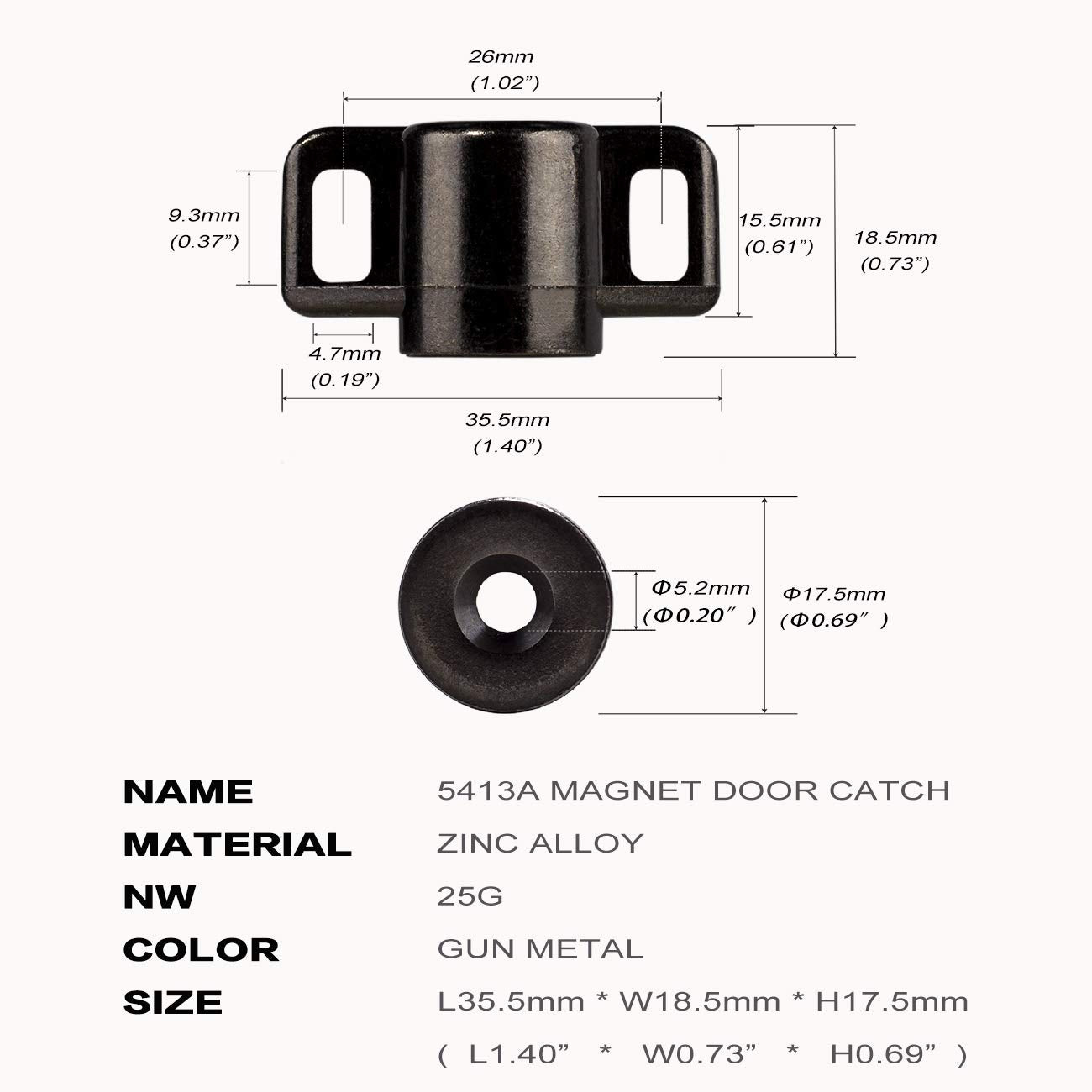Keenkee neodymium magnet cabinet latch with two and a half kilogram holding force to secure doors.