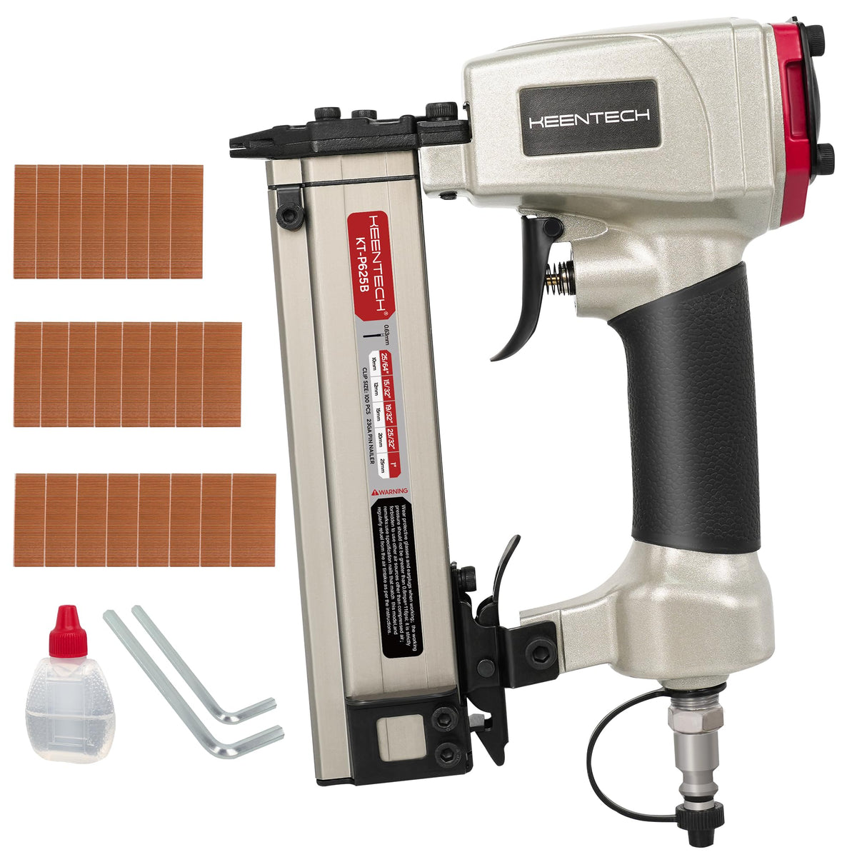 KEENTECH 23G pin nailer with compact design for precise trim work