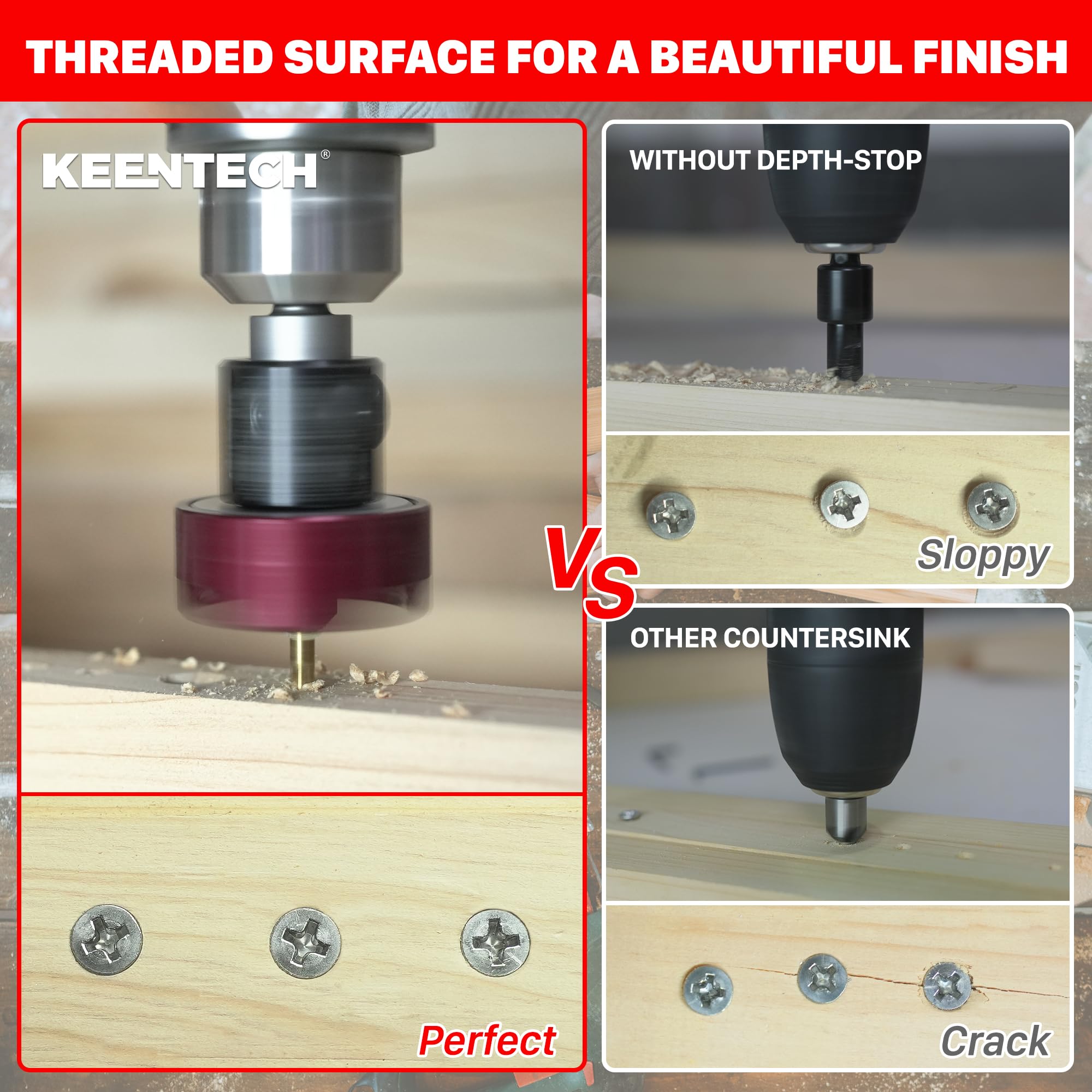 KEENTECH anti-slip quick-release hex shank enables secure bit changes and smooth operation