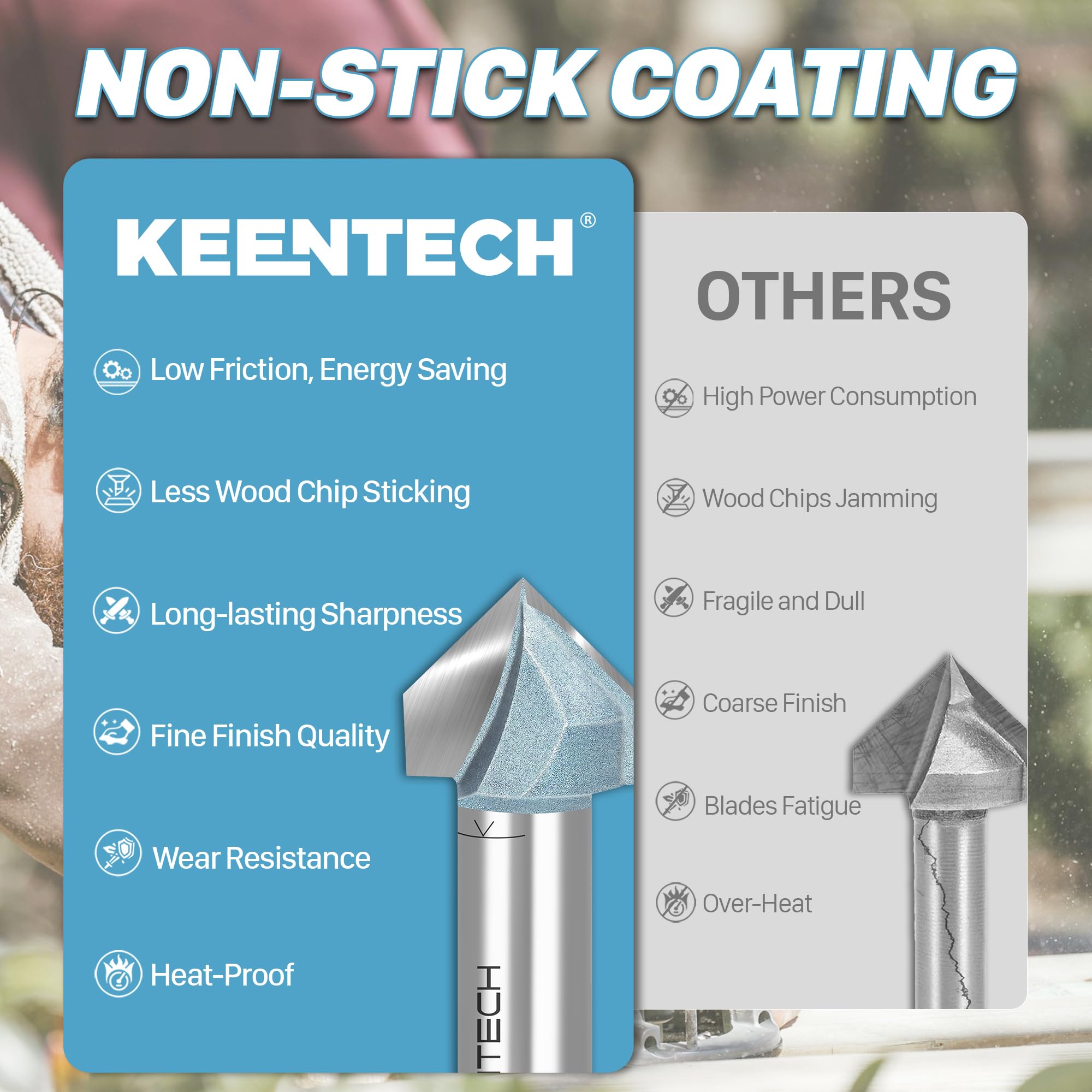 KEENTECH deep V groove cut enhances decorative profiles for signage and inlays.