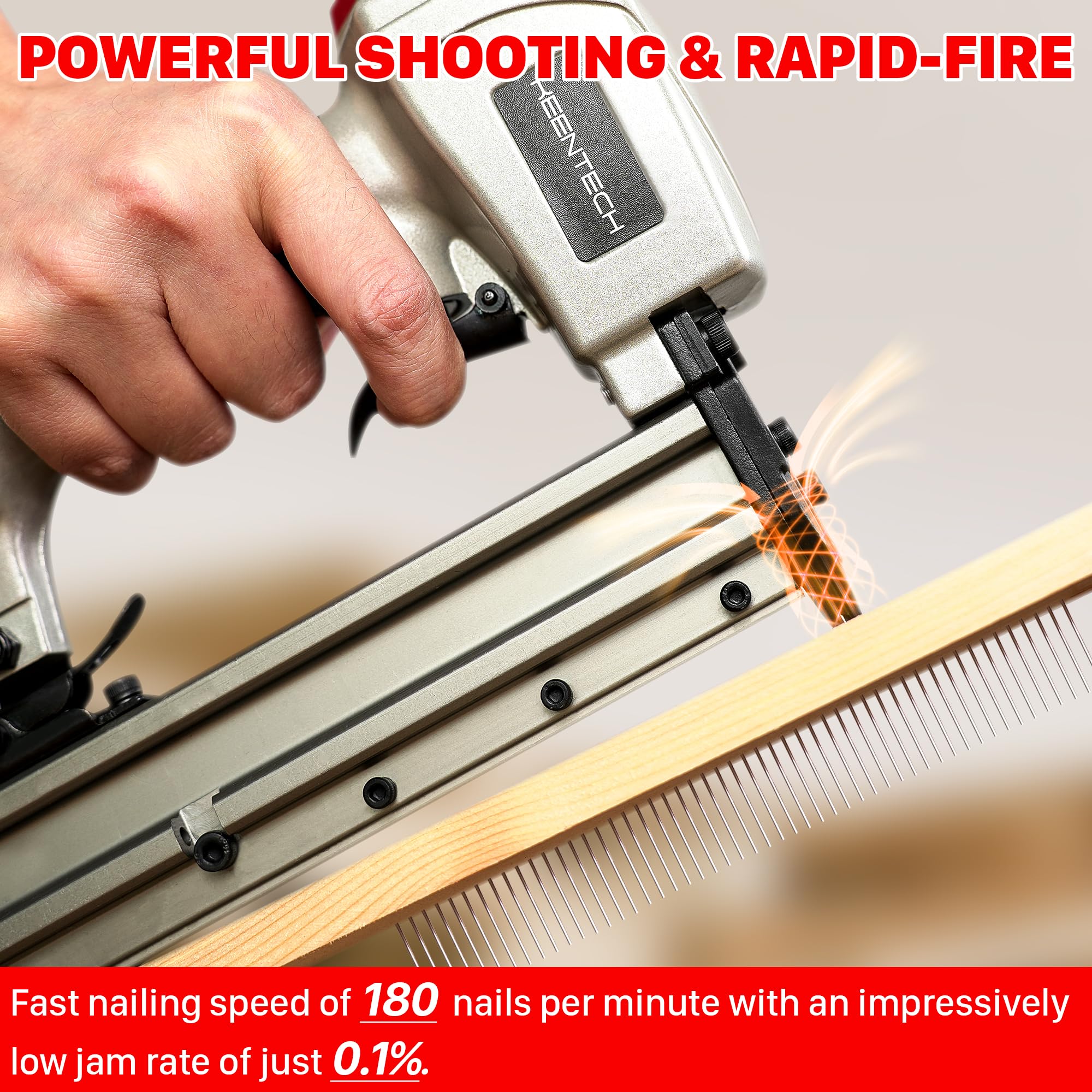 KEENTECH pin nailer aluminum body showcases sturdy yet light construction