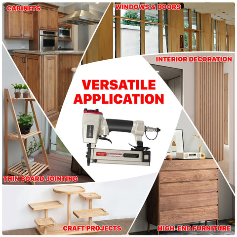 KEENTECH pin nailer used on cabinet trims for clean, precise results