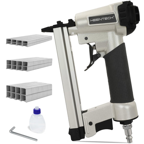 KEENTECH pneumatic staple gun profile view showing compact handling.