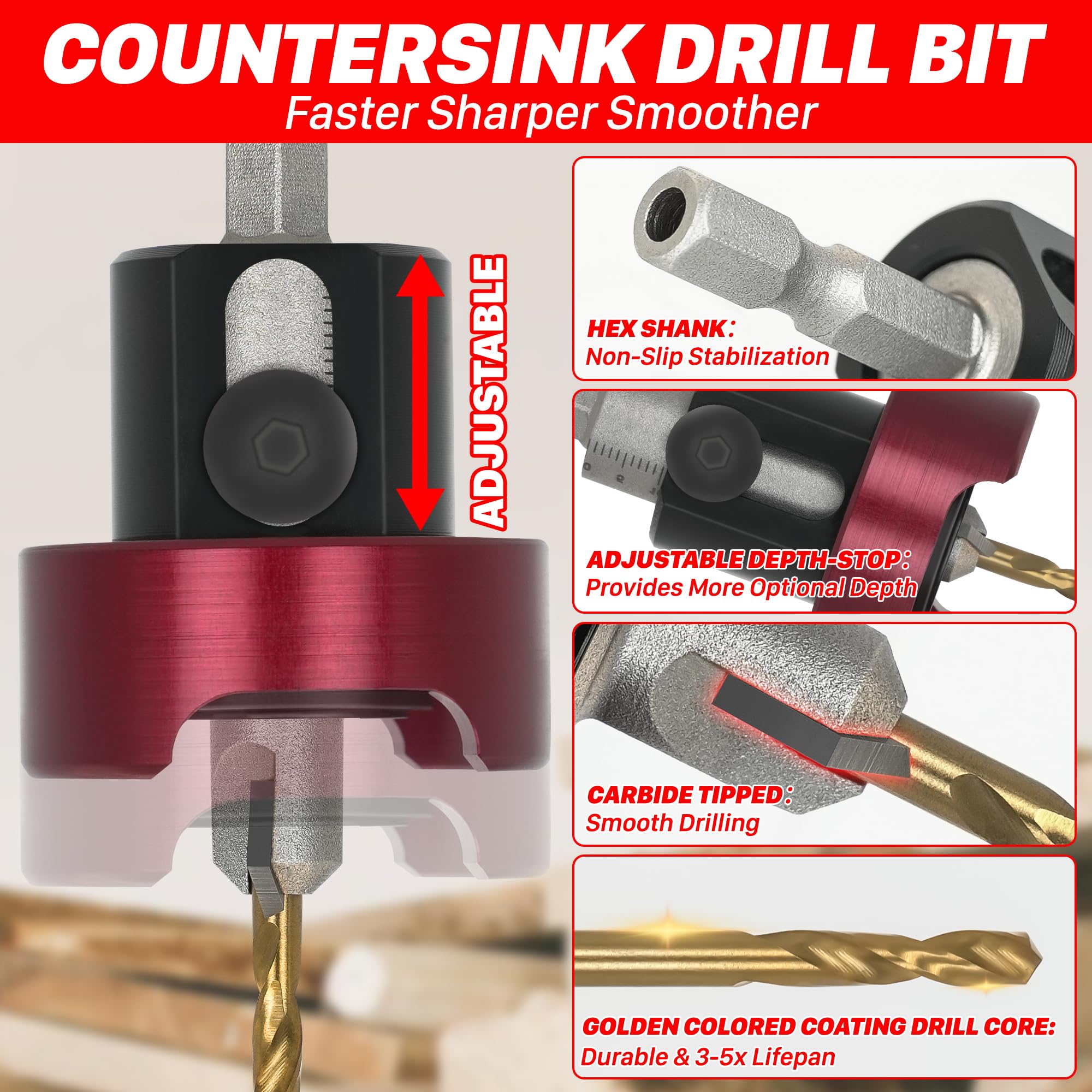 KEENTECH predrill compatibility for wood, plywood, plastics, and aluminum supports versatility