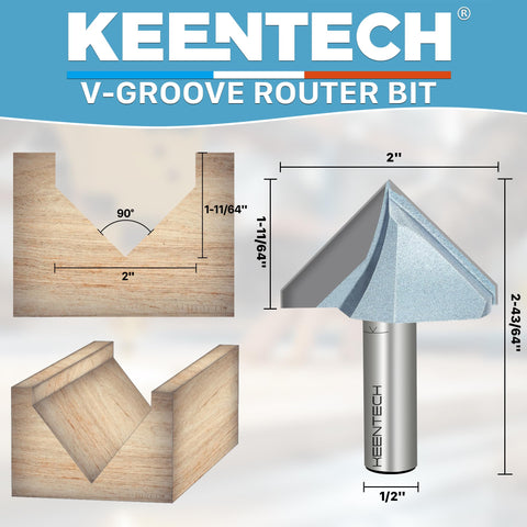 KEENTECH router bit delivers clean 2-inch diameter cuts for smooth material throughput.