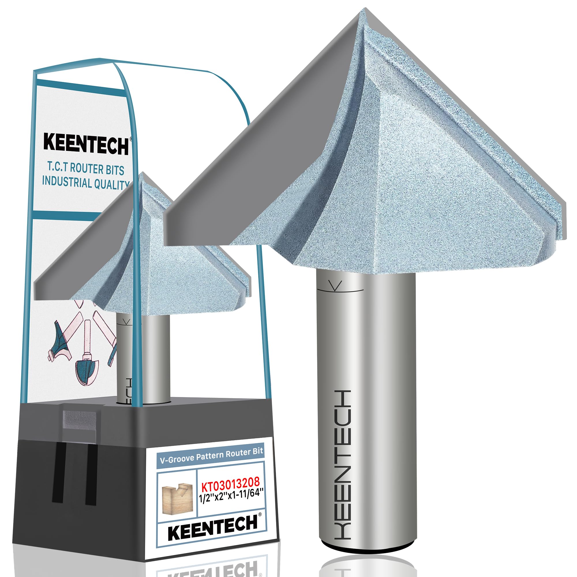 KEENTECH V Groove Router Bit with 90-degree angle creates precise grooves for crisp lettering and edges.