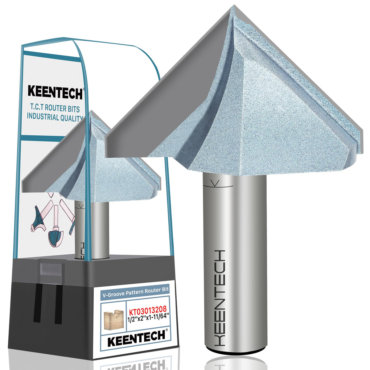 KEENTECH V Groove Router Bit with 90-degree angle creates precise grooves for crisp lettering and edges.