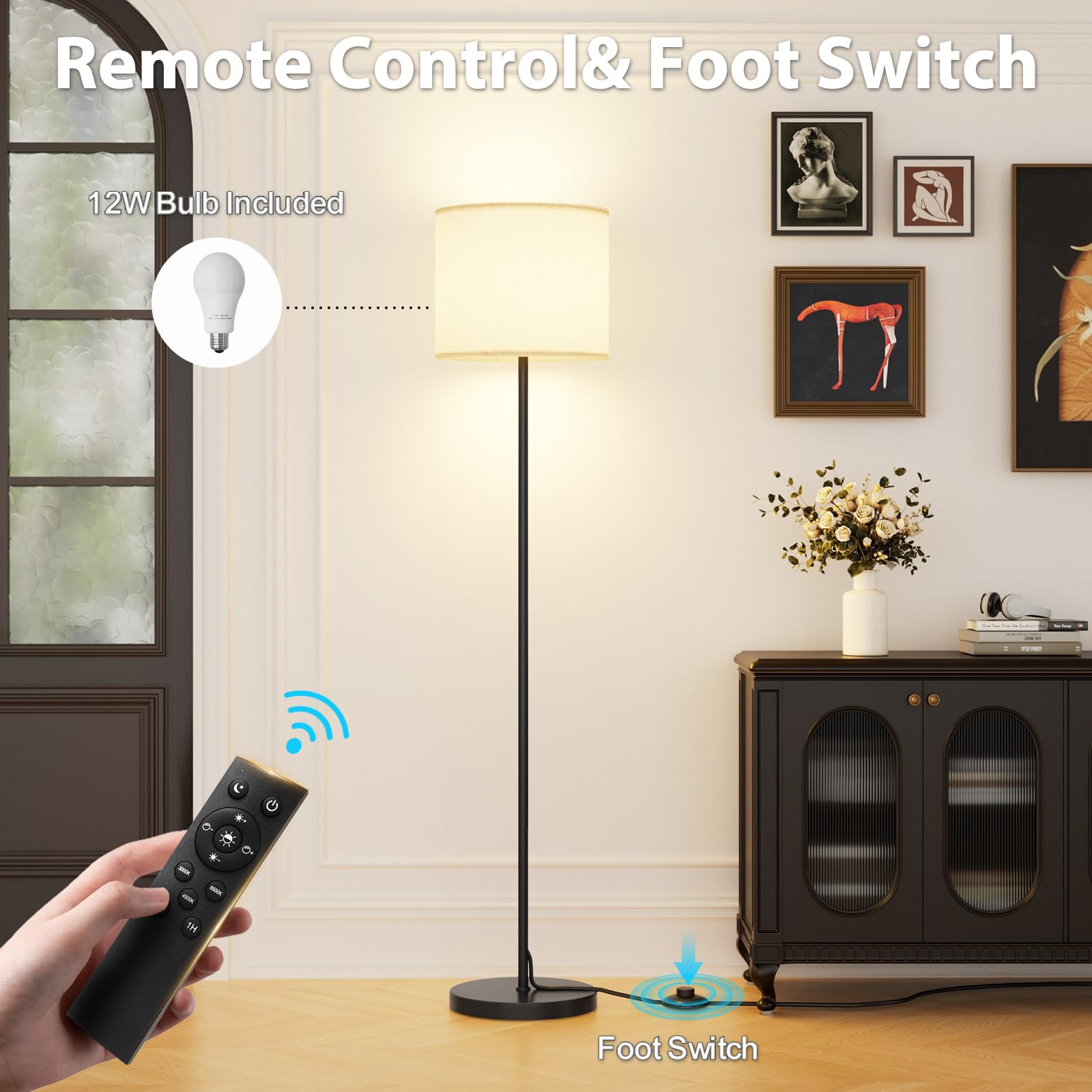 Keepsmile floor lamp with foot-switch enables hands-free power on/off during tasks.