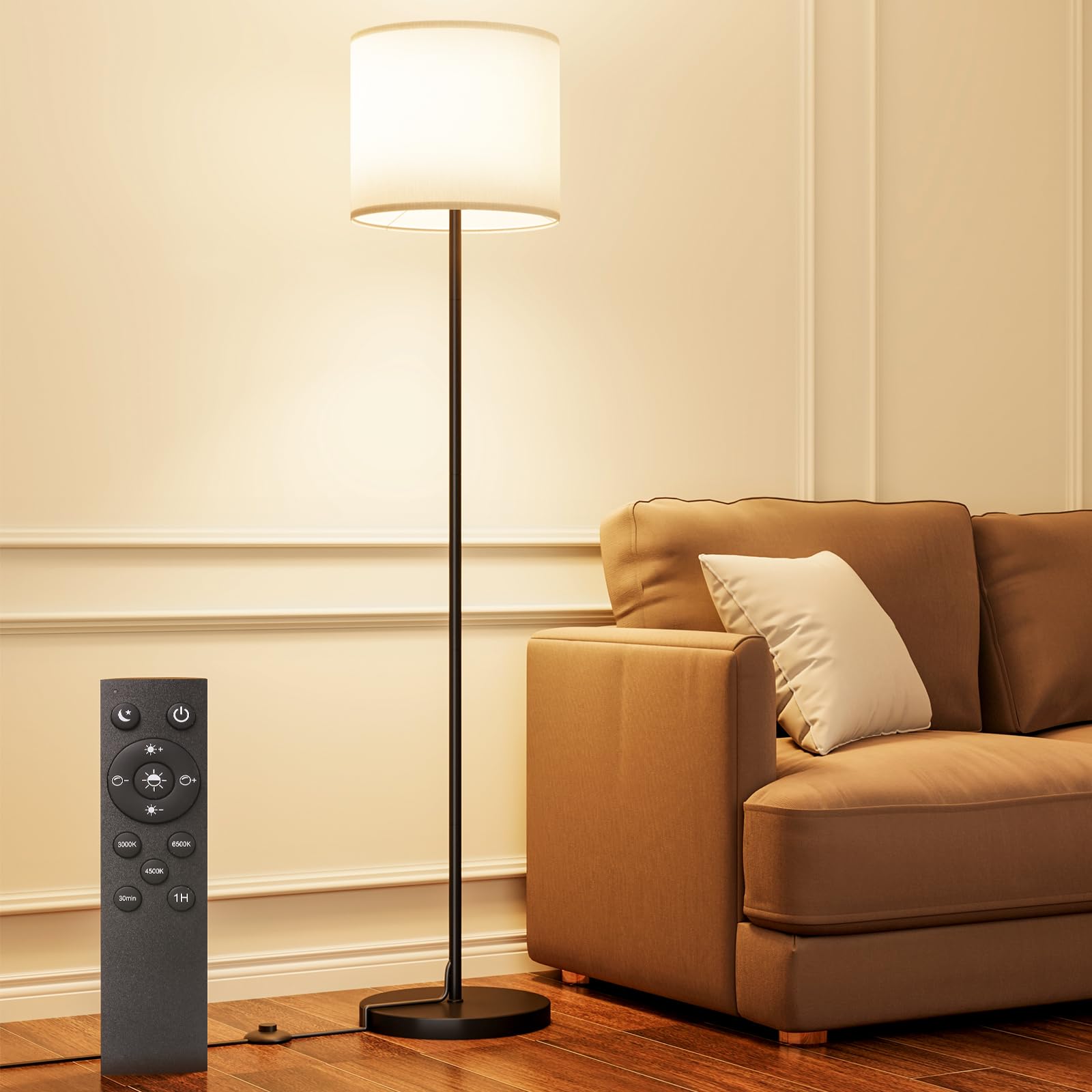Keepsmile dimmable floor lamp with remote control for effortless mood lighting in living rooms.