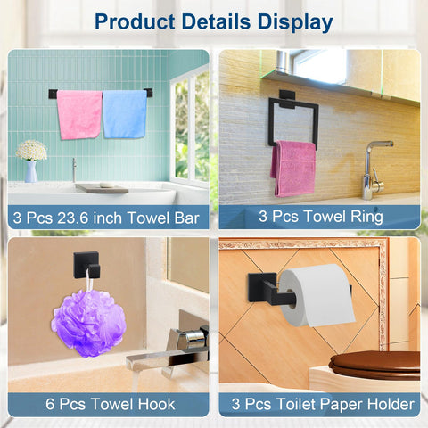 Keepxaus wall-mounted toilet paper holder, matte black, space-saving design.