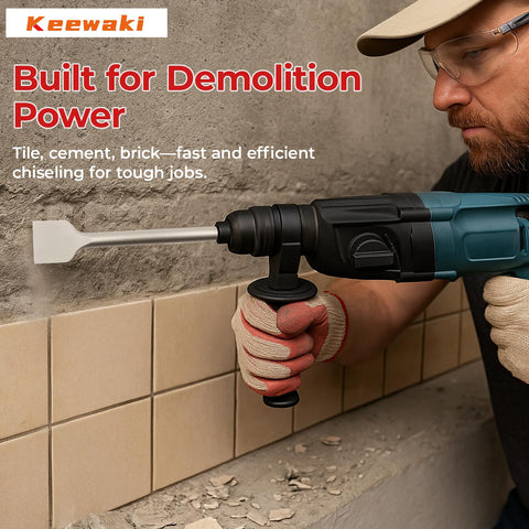 Keewaki 10-degree bent tile chisel for tile removal and thinset scraping