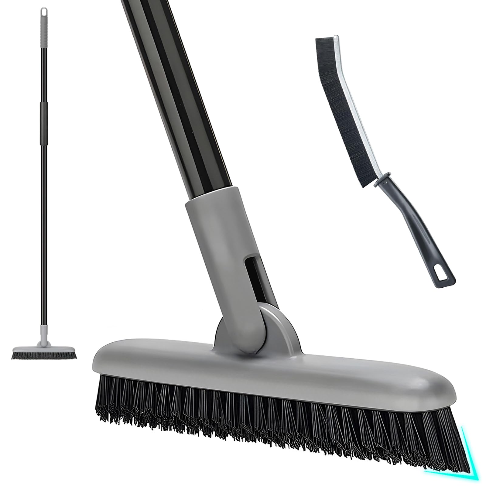 KeFanta grout brush long handle reaches high corners for easy bathroom cleaning.
