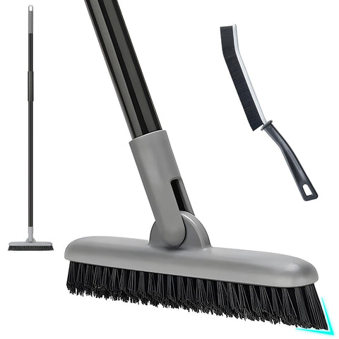 KeFanta grout brush long handle reaches high corners for easy bathroom cleaning.