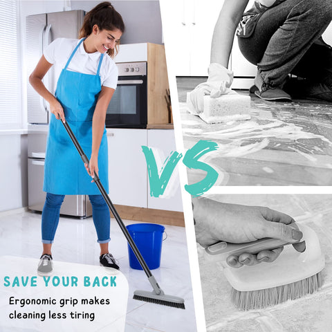 KeFanta grout brush swivel head enables 180-degree access to tight spaces.