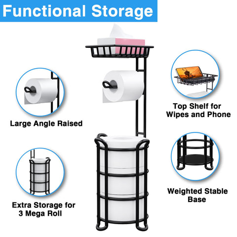 KeFanta toilet paper holder stand mega-roll capacity keeps extra rolls handy and off the ground.