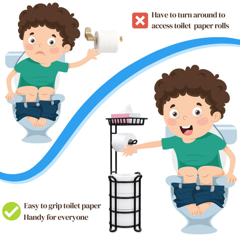 KeFanta toilet paper holder stand with stable base prevents wobble in busy bathrooms.
