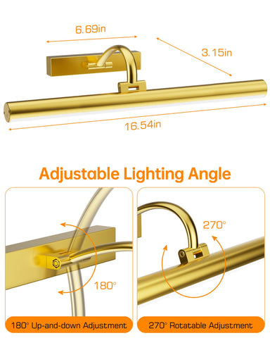KEILAIMO Picture Light head rotates 270 degrees to aim artwork.