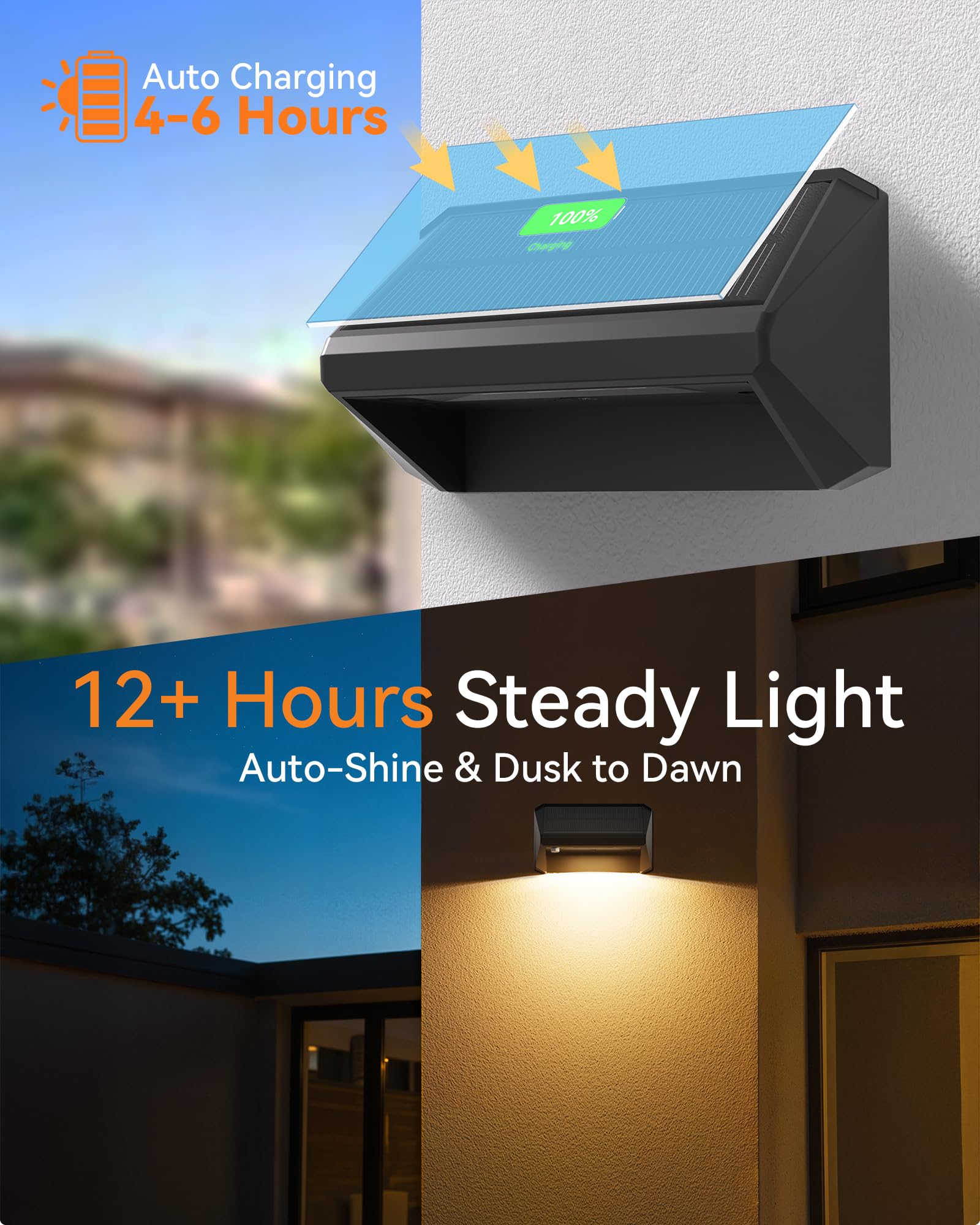 Keilaimo solar fence light pack-2 installed on a wall for cozy patio ambience