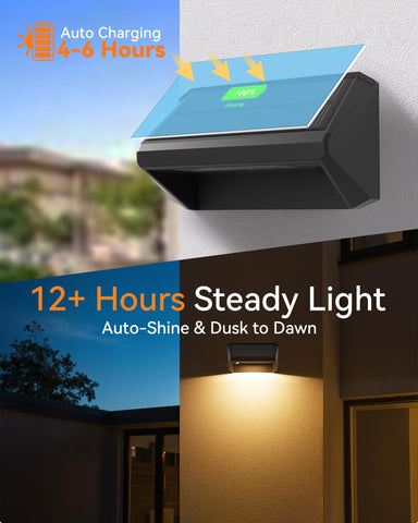 Keilaimo solar fence light pack-2 installed on a wall for cozy patio ambience
