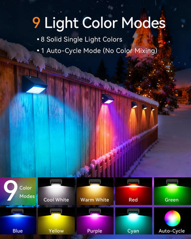 Keilaimo solar fence light pack-5 shows RGB mode for festive outdoor decor
