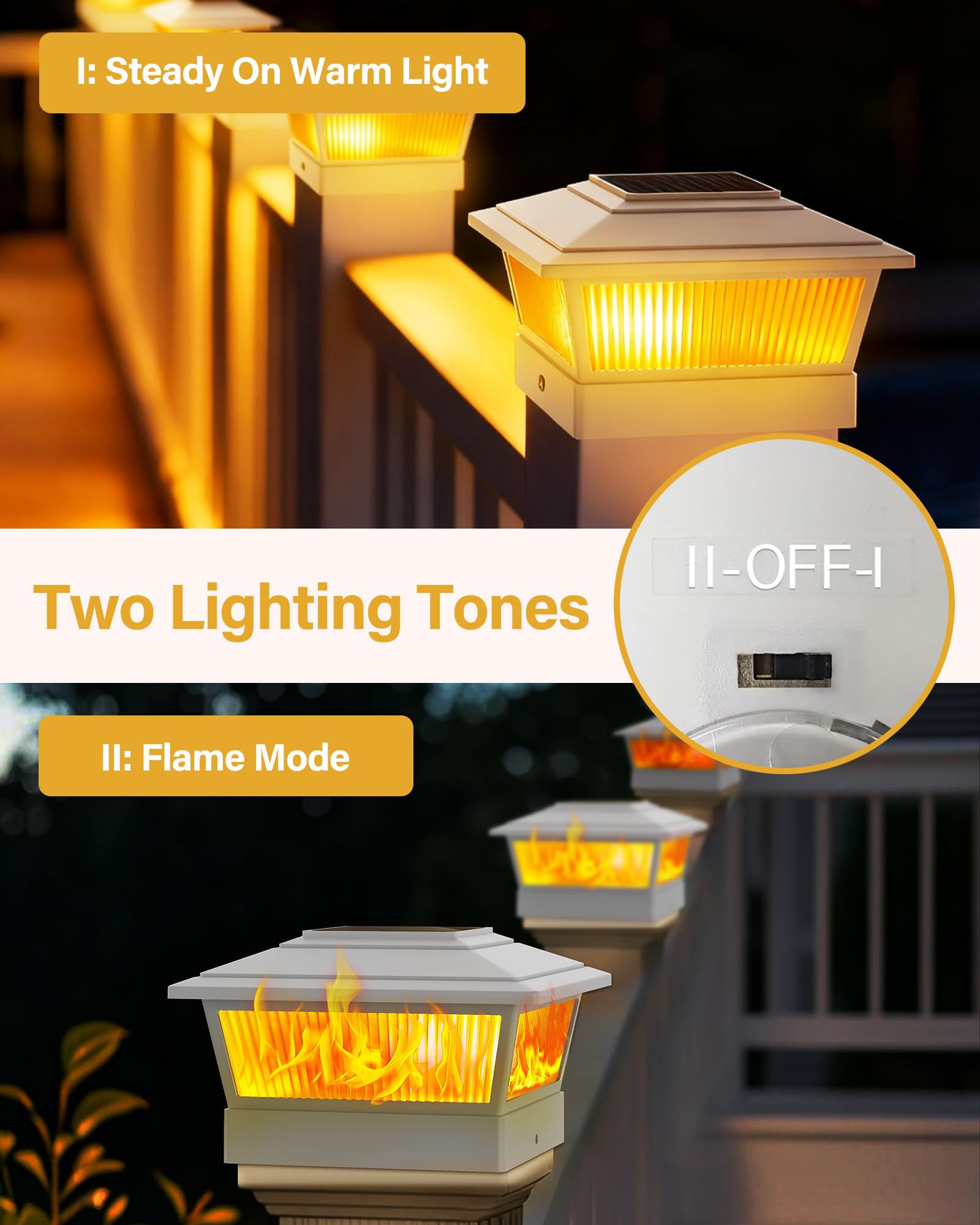 KEILAIMO warm flame mode creates cozy outdoor ambience