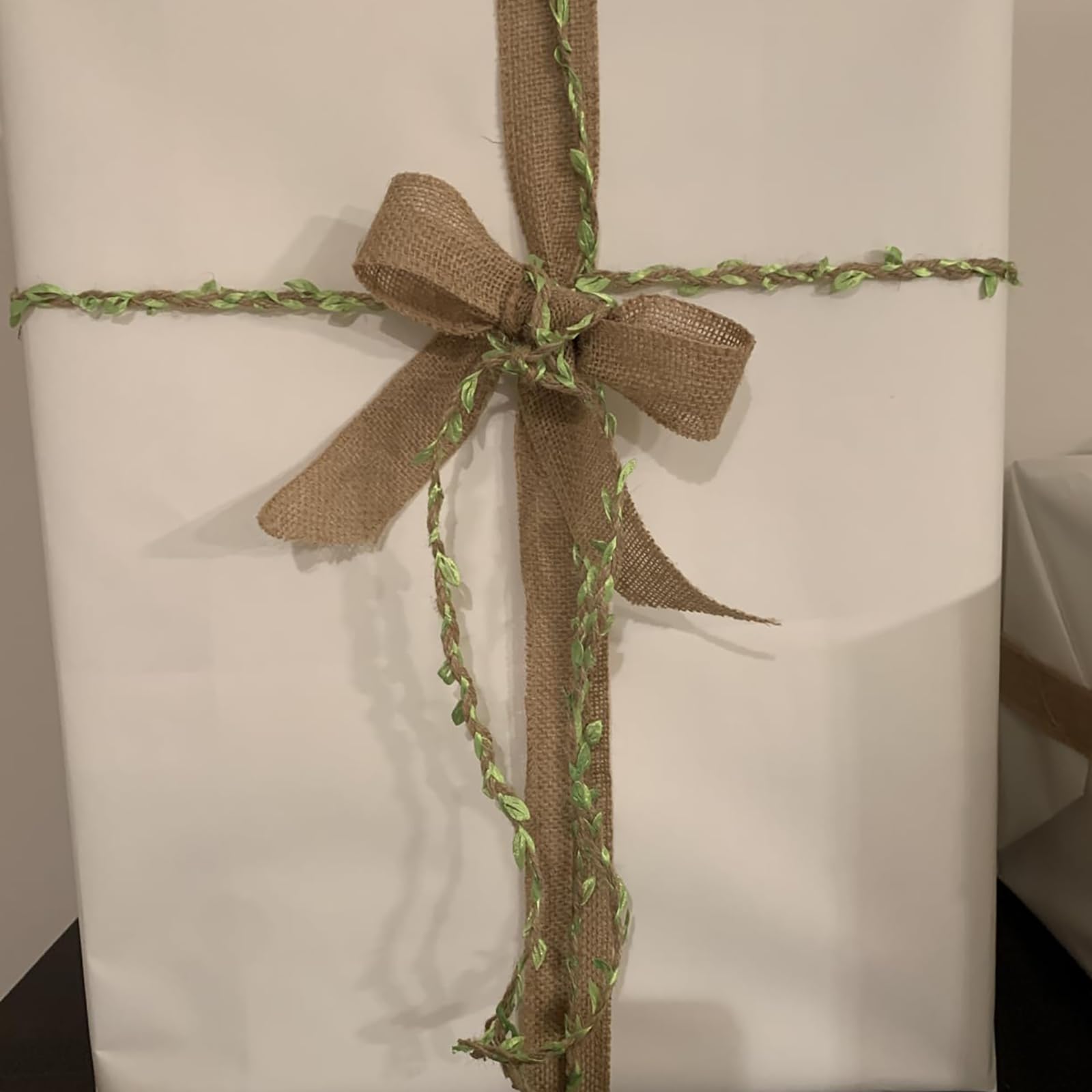 Wreath project using KEILEOHO burlap leaf ribbon for craft décor