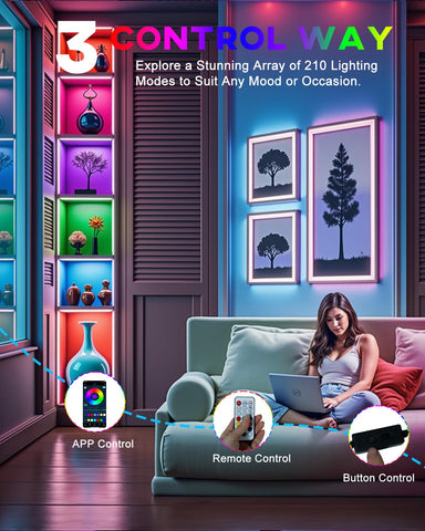 Keiurot LED strips enhancing TV backlight or shelf ambiance