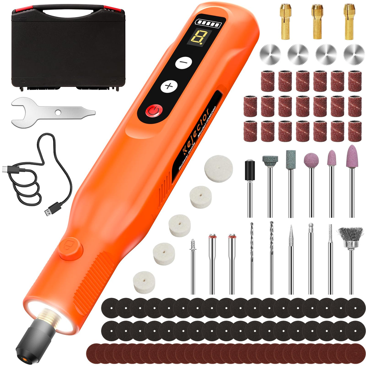 Kejector mini cordless rotary tool with 113 accessories for versatile DIY projects.