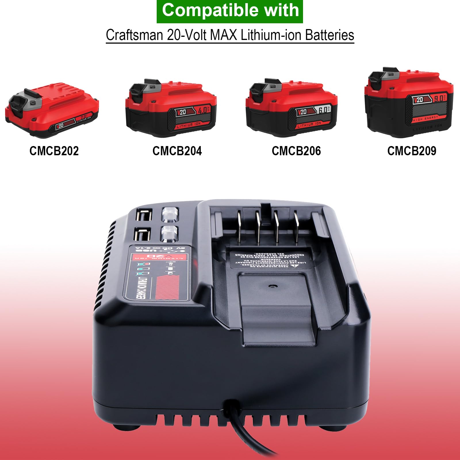 Kekepowtobat CMCB104 charger rear view highlighting ventilation and portability for travel