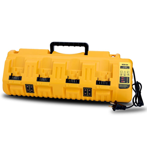Kekepowtobat DCB104 front view shows four-port quick-charging for Dewalt batteries