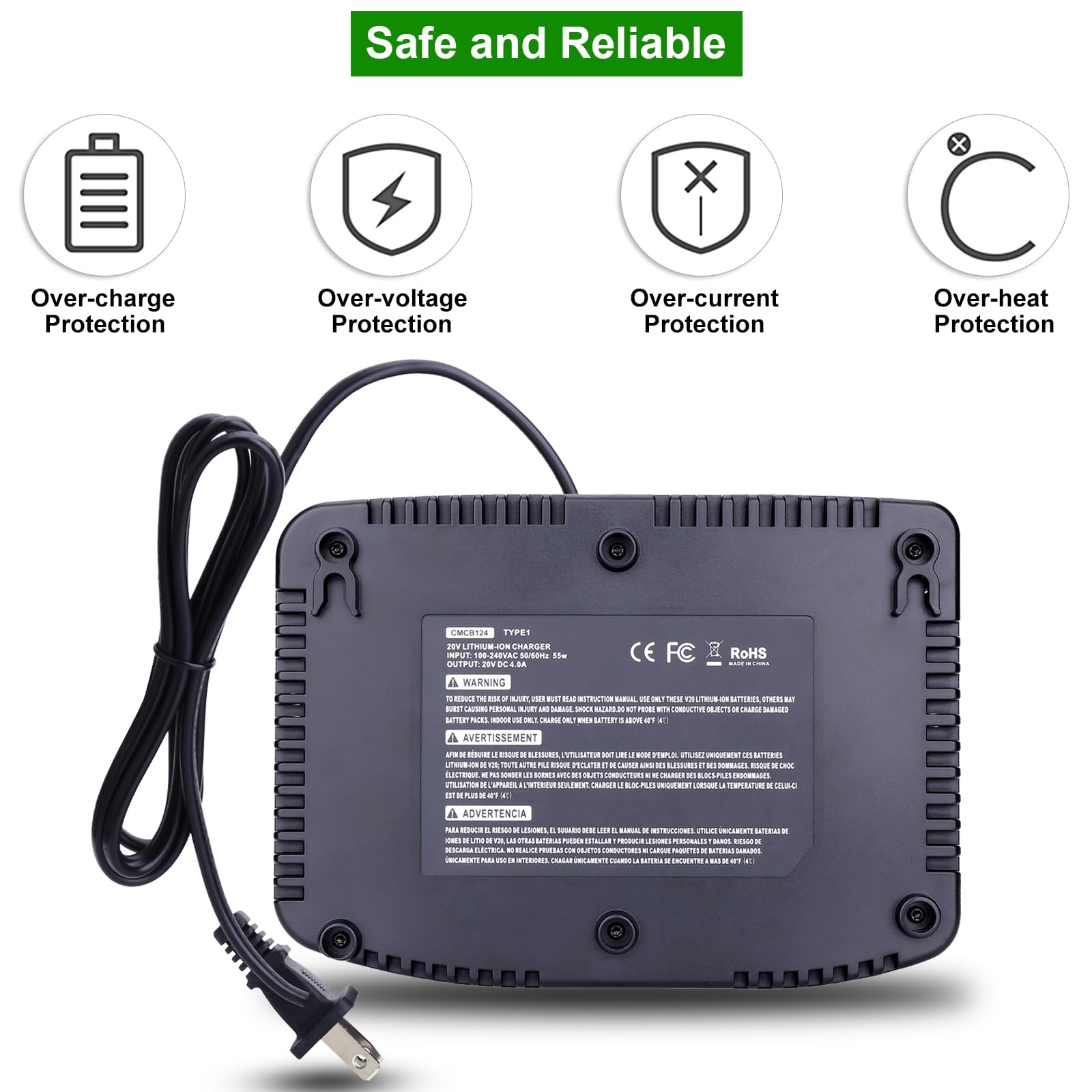 Kekepowtobat charger compatible with CMCB202-206 batteries in the CMCB series