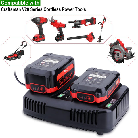 Kekepowtobat charger connected to Craftsman V20 tools for versatile use