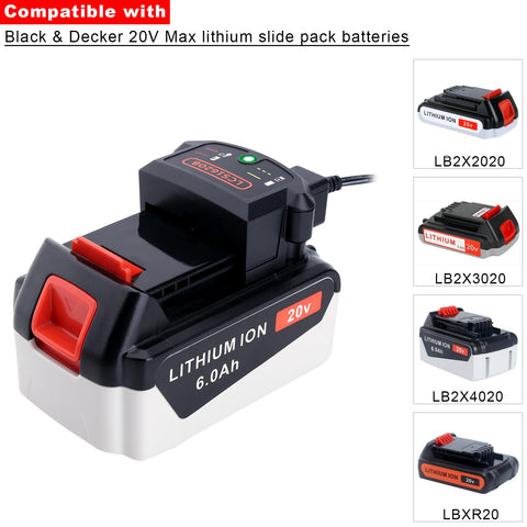 Kekepowtobat LCS1620B back view charger for Black & Decker batteries