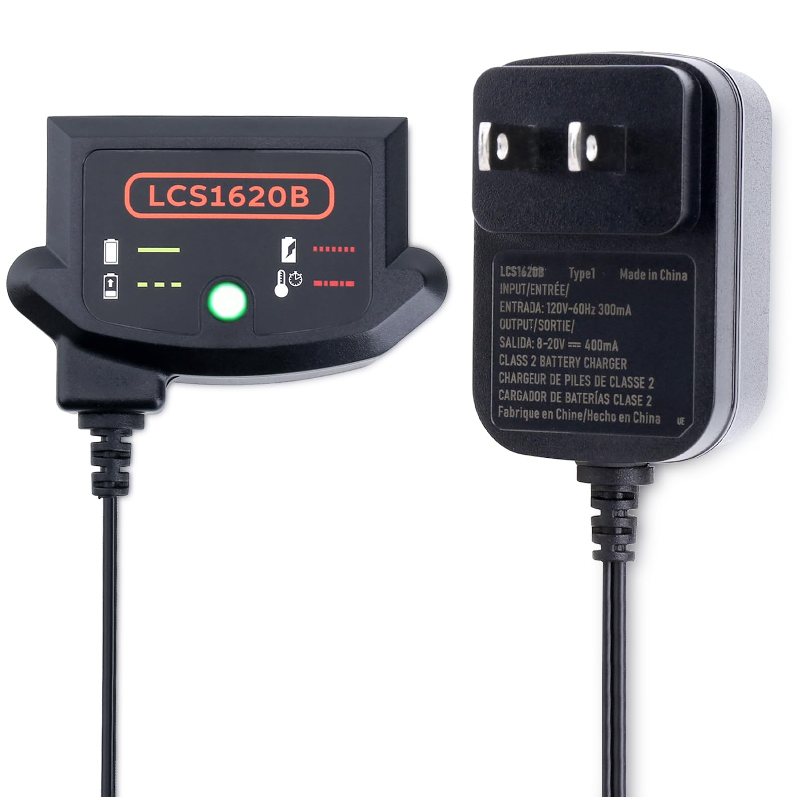 Kekepowtobat LCS1620B front view charger for Black & Decker 12V/20V batteries