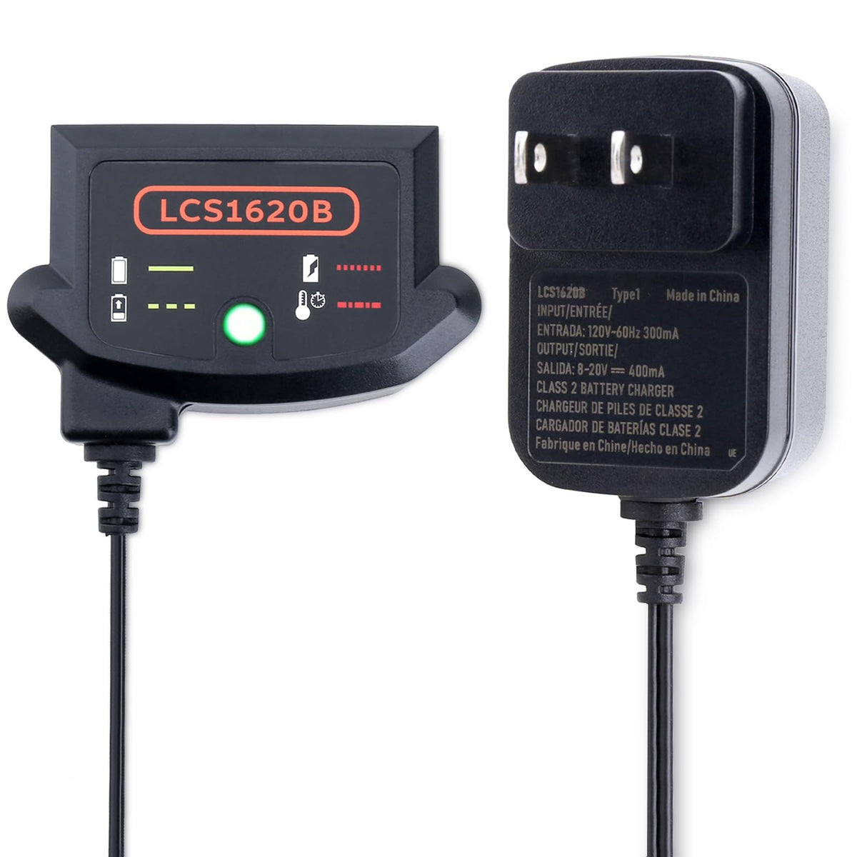 Kekepowtobat LCS1620B front view charger for Black & Decker 12V/20V batteries