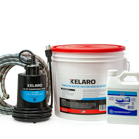 Kelaro tankless flushing kit pump for quick descaling and DIY maintenance