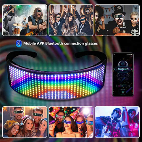 Keledz LED glasses charging via USB, ready for long nights at clubs.