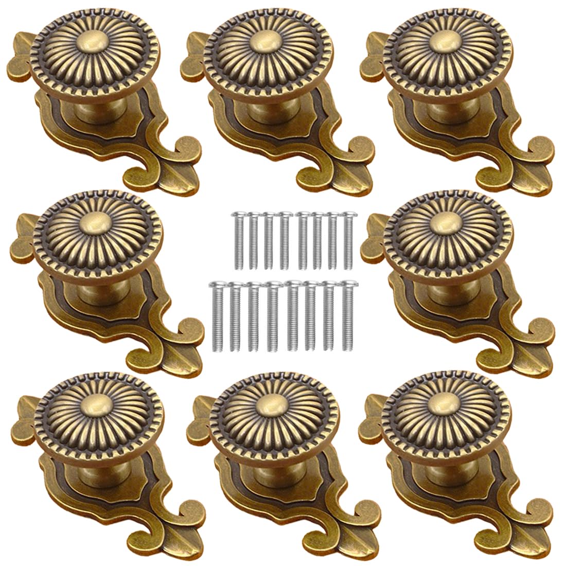 Kelier brass cabinet knobs with mushroom backplate add vintage charm to cabinetry.