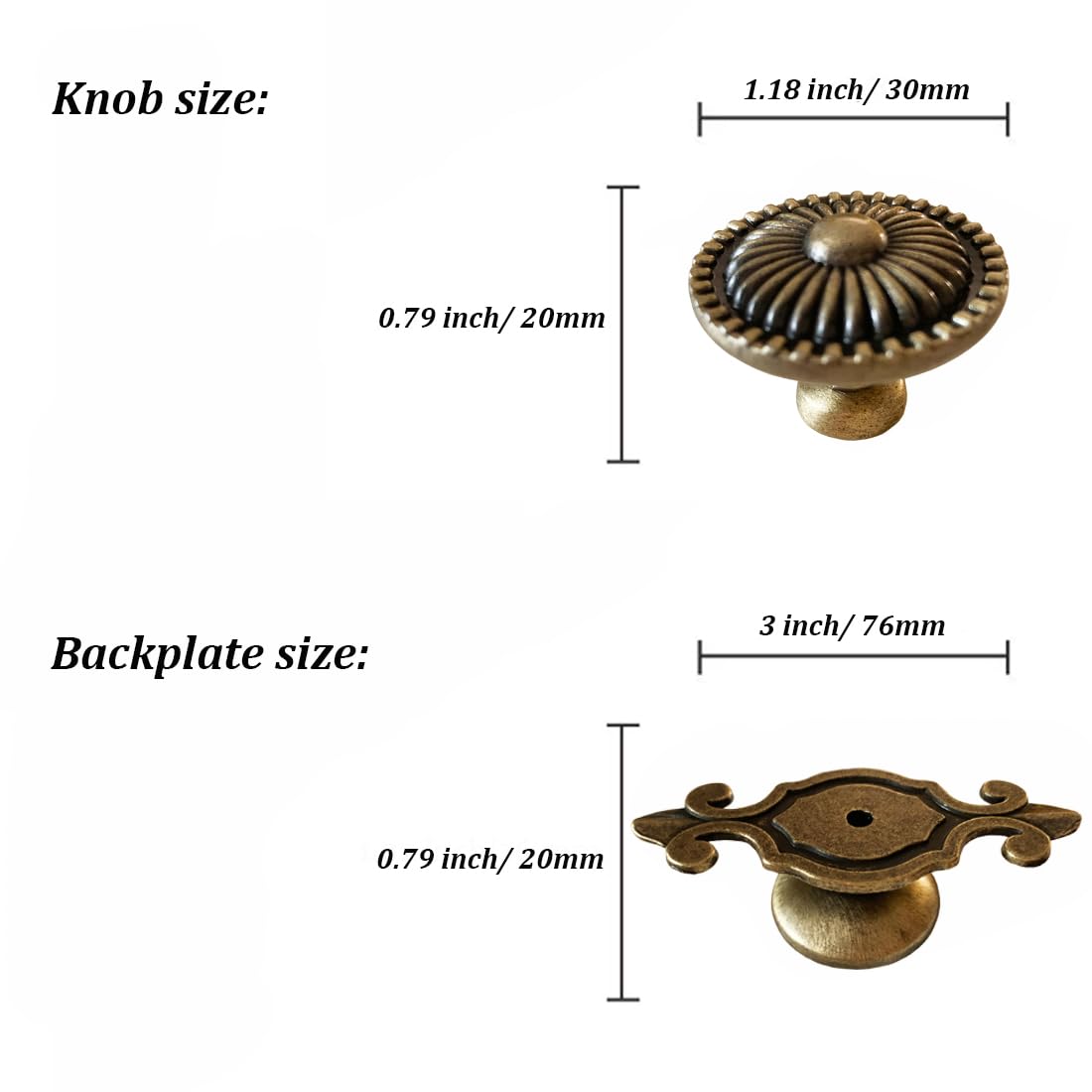 Kelier brass cabinet knobs with mushroom backplate highlights retro style on kitchen drawers.