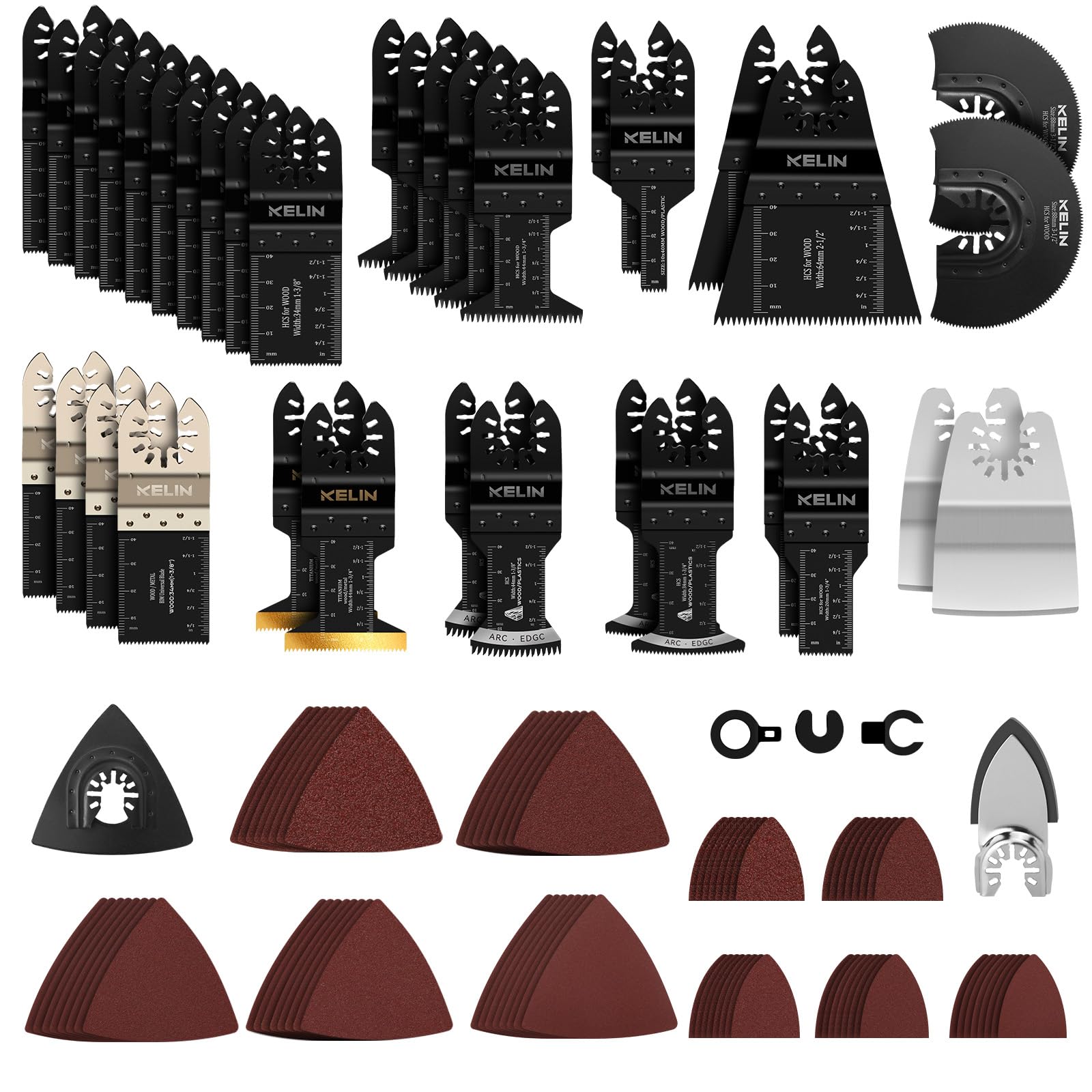 KELIN 120 PCS multitool blade kit shows universal compatibility for diverse tasks