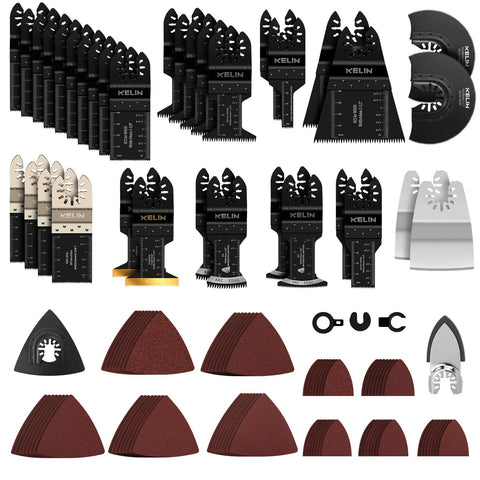 KELIN 120 PCS multitool blade kit shows universal compatibility for diverse tasks