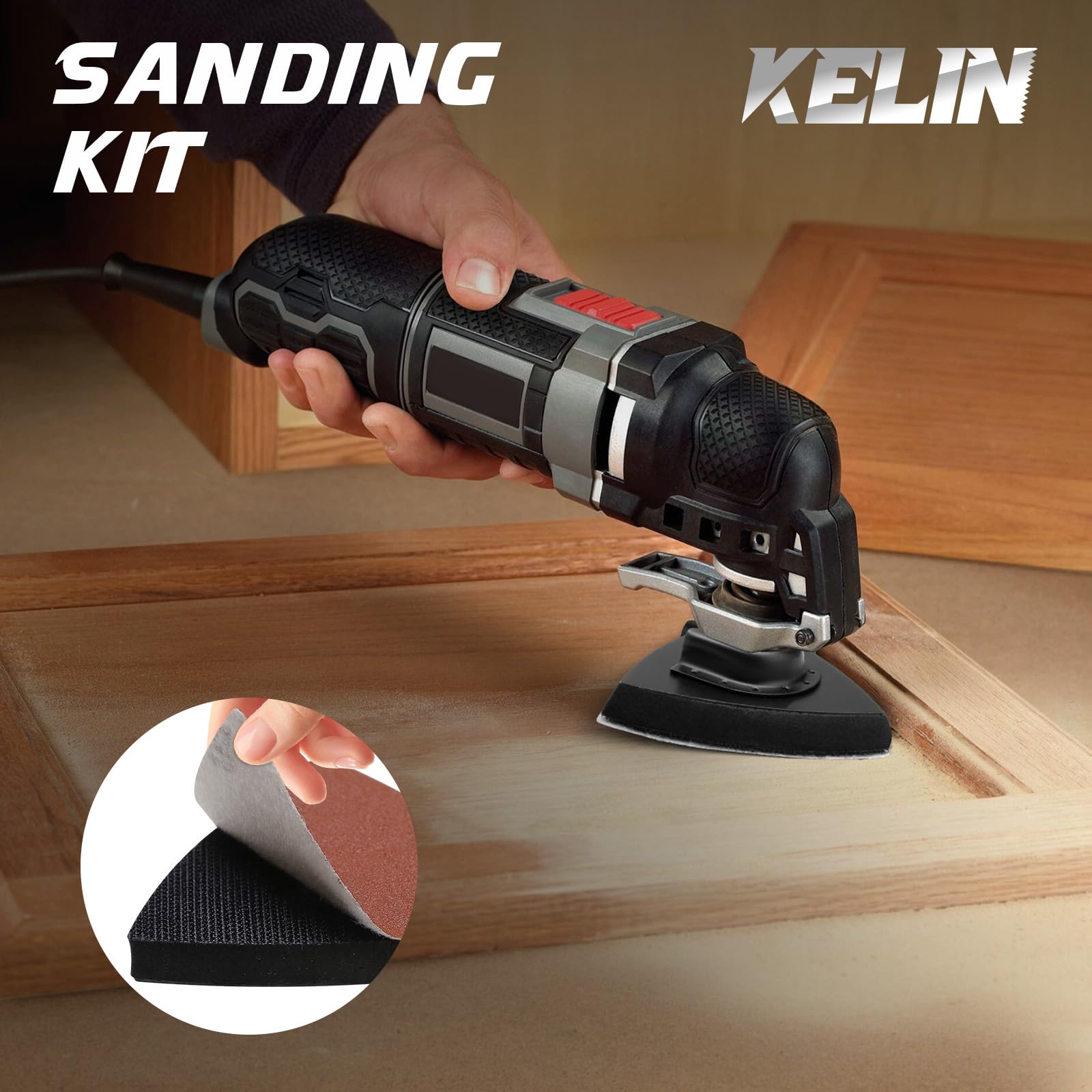 KELIN 5-grit sanding pads enable quick surface refinement