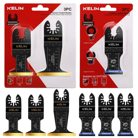 KELIN 6-pcs carbide and titanium blades set for versatile cutting across wood and metal
