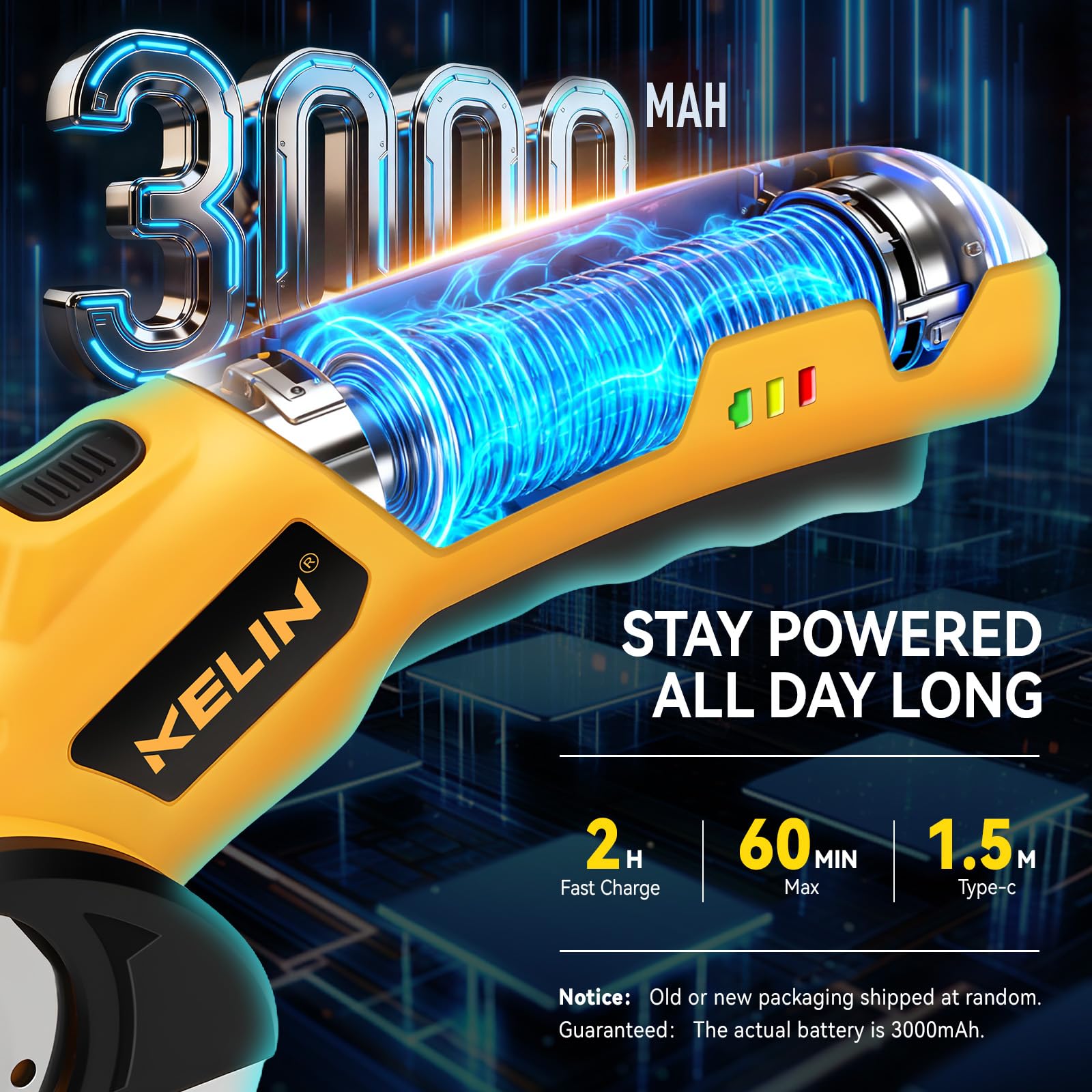 KELIN cordless scissors LED light helps precise cuts in dim spaces.