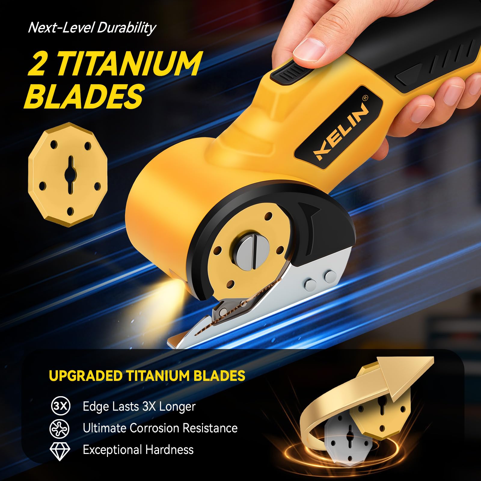 KELIN titanium blades deliver sharp, long-lasting performance across materials.